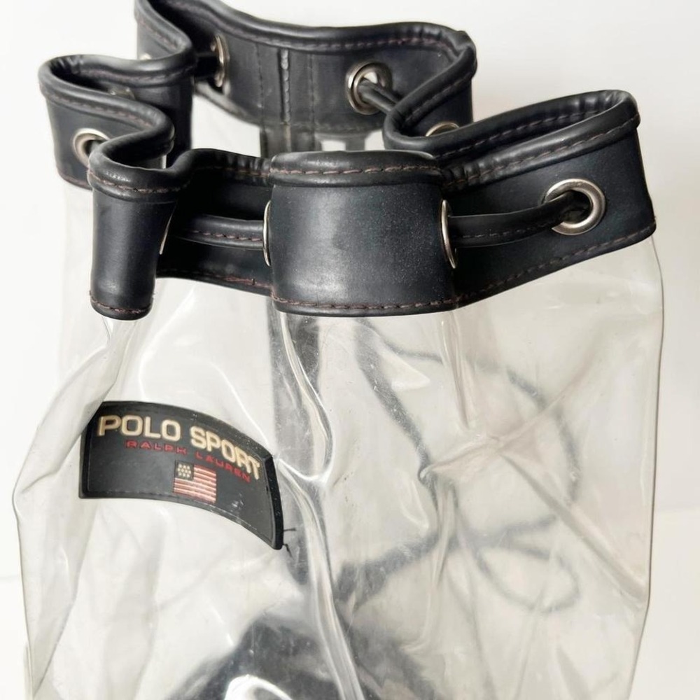 Vintage POLO SPORT Ralph Lauren Clear Vinyl Bucket Bag Drawstring Beach Flag - Picture 5 of 8